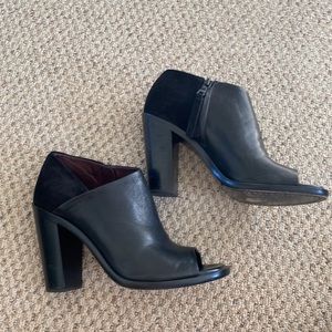 Rag & Bone “Mabel” Black Leather and Suede Peep Toe Bootie Size 39.5